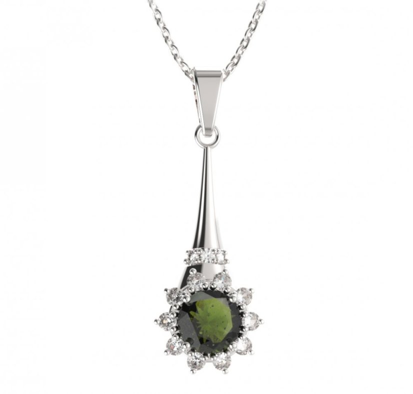 BG přívěs kruhováho tvaru 511-C Stříbro 925 - rhodium Vltavín a  kubický zirkon