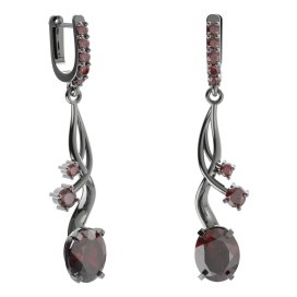 BG náušnice s centrálním oválným kamenem 493-P93 Stříbro 925 - ruthenium (30-90dní) Granát