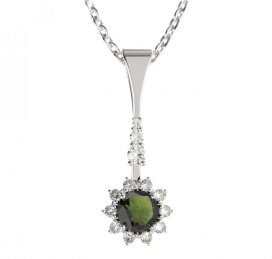 BG přívěs kruhováho tvaru 511-B Stříbro 925 - rhodium Vltavín a  kubický zirkon