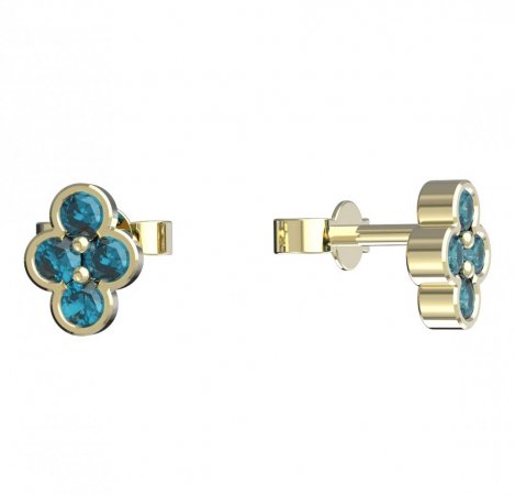 BeKid, Gold kids earrings -295 - Switching on: Puzeta, Metal: Yellow gold 585, Stone: Light blue cubic zircon
