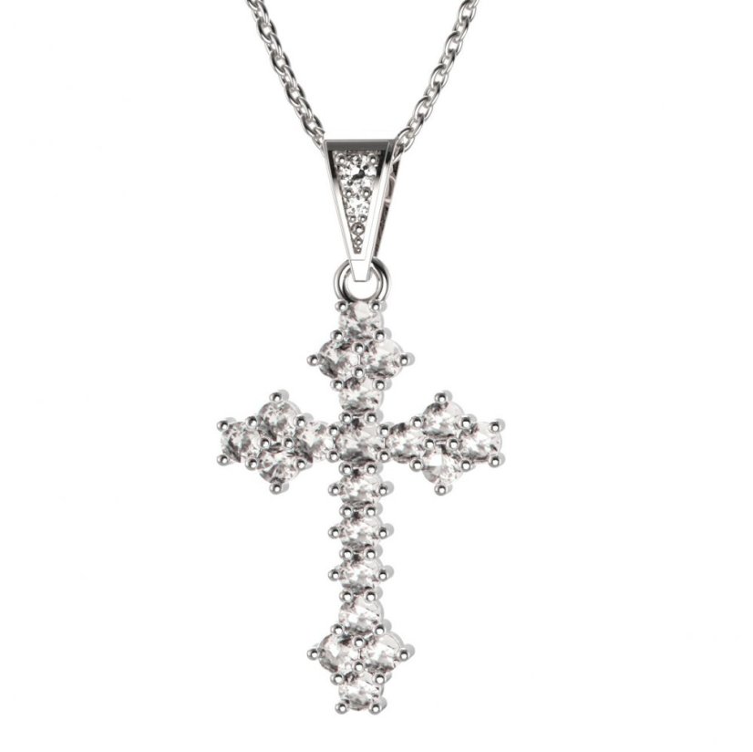 BG zlatý přívěšek křížek 263 Bílé zlato - 585 Diamant