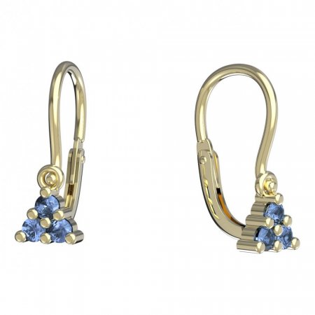 BeKid, Gold kids earrings -773 - Switching on: Brizura 0-3 roky, Metal: Yellow gold 585, Stone: Light blue cubic zircon