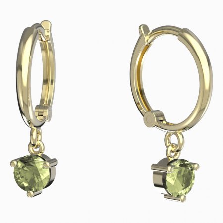 BeKid, Gold kids earrings -782 - Switching on: Circles 12 mm, Metal: Yellow gold 585, Stone: Green cubic zircon