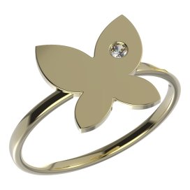BeKid dětský prsten  motýlek 843 Žluté zlato - 585 Bílý kubický zirkon