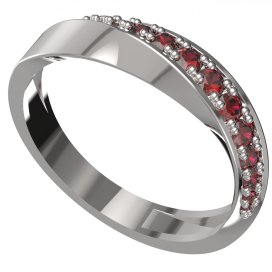 BG zlatý prstýnek 1451 Bílé zlato - 585 Granát