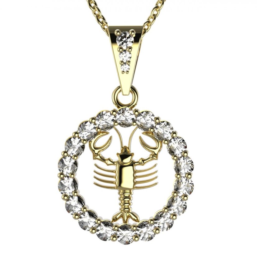 BG zlatý přívěšek Rak 044 Žluté zlato - 585 Diamant