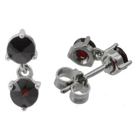 BG náušnice český přírodní granát  786 Stříbro 925 - pozlacené Granát