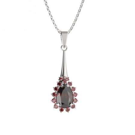 BG pendant drop stone  505-C - Metal: Silver 925 - rhodium, Stone: Garnet