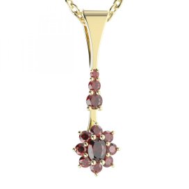 BG přívěs s centrálním oválným kamenem 627-B Stříbro 925 - pozlacené Granát