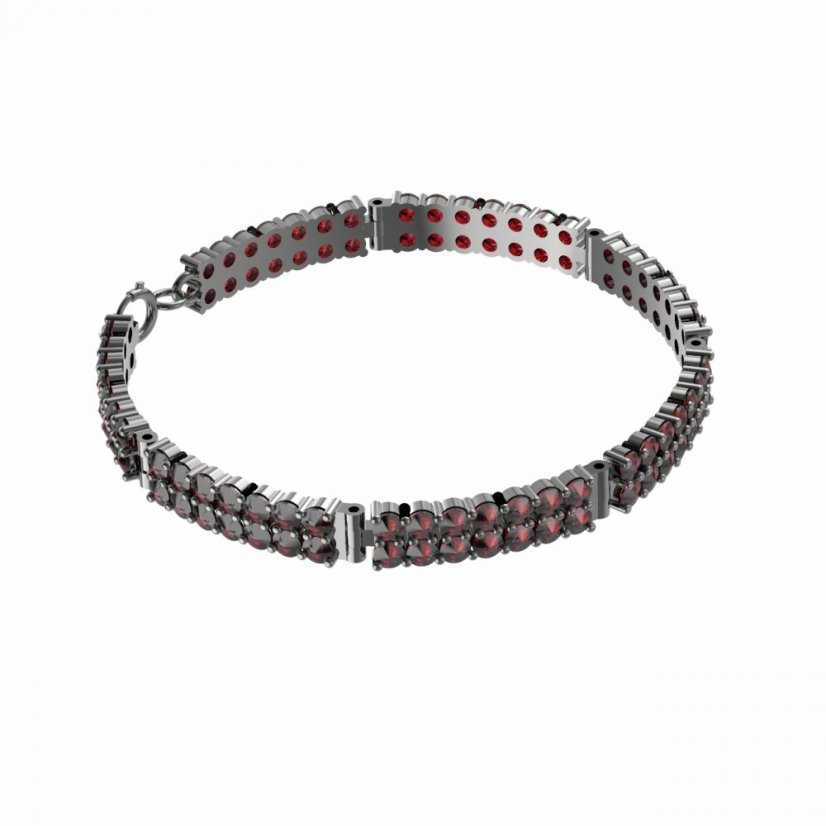Stříbrný náramek s českým granátem, ruthenium – 041 (ZG06041)