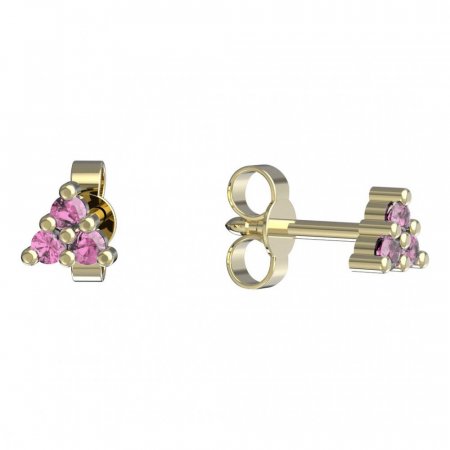 BeKid, Gold kids earrings -773 - Switching on: Puzeta, Metal: Yellow gold 585, Stone: Pink cubic zircon