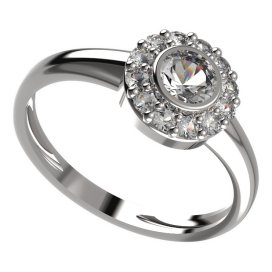 BG zlatý prstýnek 744 Bílé zlato - 585 Bílý kubický zirkon