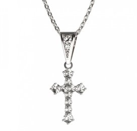 BG zlatý přívěšek křížek 256 Bílé zlato - 585 Diamant