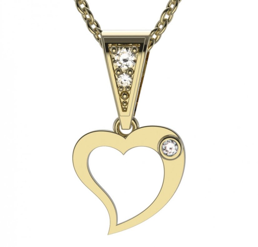 BG zlatý diamantový přívěšek srdíčko 1269 Žluté zlato - 585 Diamant lab-grown