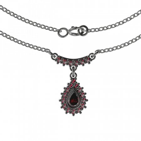 BG náhrdelník 053 - Kov: Stříbro 925 - rhodium, Kámen: Granát