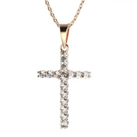 BG zlatý diamantový přívěšek křížek 259 Růžové zlato 585 (30-90dní) Diamant lab-grown