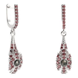 BG náušnice s přírodní perlou 537-G91 Stříbro 925 - rhodium Granát a tahiti perla