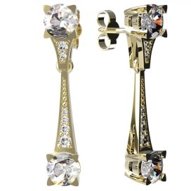 BG zlaté náušnice 985 Žluté zlato - 585 Bílý kubický zirkon