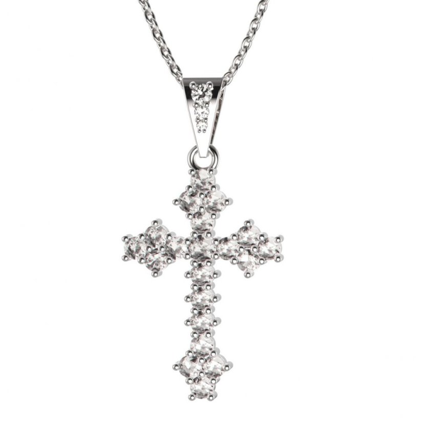 BG zlatý přívěšek křížek 263 Bílé zlato - 585 Diamant