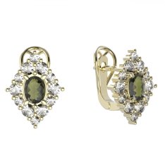 BG náušnice vsazený granát hvězdicový brus  422-R7 Stříbro 925 - pozlacené Vltavín a  kubický zirkon