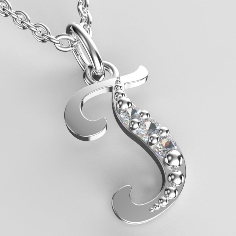 BeKid dětský zlatý přívěsek písmenko T - 1528 Bílé zlato - 585 Diamant