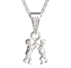 BG zlatý přívěšek Blíženci 040 Bílé zlato - 585 Diamant