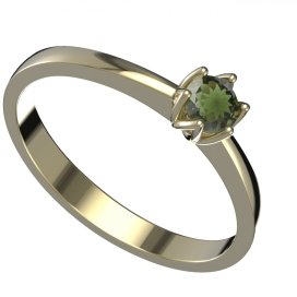 Zlatý prsten s vltavínem, žluté zlato 585 – 1122