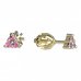 BeKid, Gold kids earrings -773 - Switching on: Screw, Metal: Yellow gold 585, Stone: Pink cubic zircon