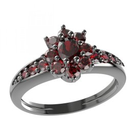 BG prsten s oválným kamenem 627-J Stříbro 925 - ruthenium (30-90dní) Granát