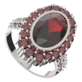 BG prsten 523-X oválného tvaru Stříbro 925 - rhodium Granát