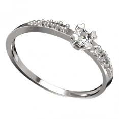 BG zlatý prstýnek 883 D Bílé zlato - 585 Diamant