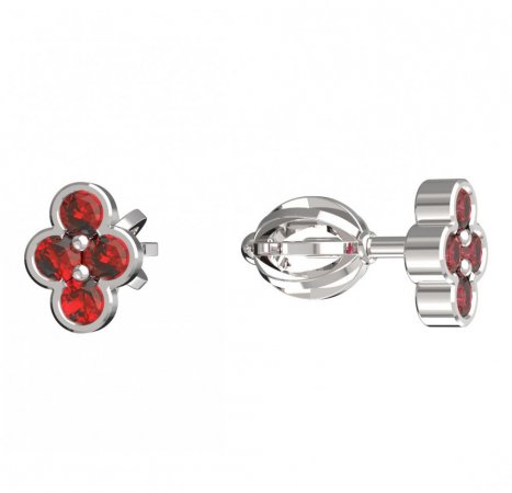 BeKid, Gold kids earrings -295 - Switching on: Screw, Metal: White gold 585, Stone: Red cubic zircon