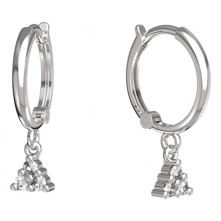 BeKid, Gold kids earrings -773 - Switching on: Circles 12 mm, Metal: White gold 585, Stone: White cubic zircon