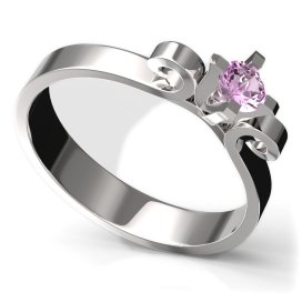 BG zlatý prstýnek 776 Bílé zlato - 585 Růžový kubický zirkon
