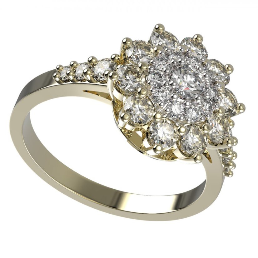 BG zlatý prstýnek 947Z Žluté zlato - 585 Diamant