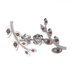 BG granátové náušnice větvička 1405 Stříbro 925 - rhodium