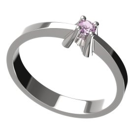 BG zlatý prstýnek 770 Bílé zlato - 585 Růžový kubický zirkon