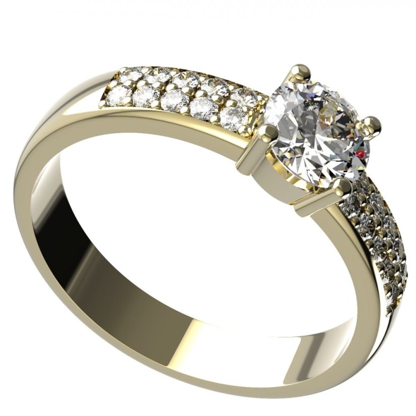 BG zlatý prstýnek s diamanty 726 Žluté zlato - 585 Diamant lab-grown