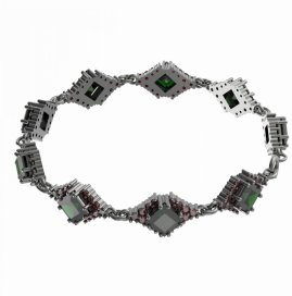 BG náramek 427 Stříbro 925 - ruthenium (30-90dní) Vltavín a granát