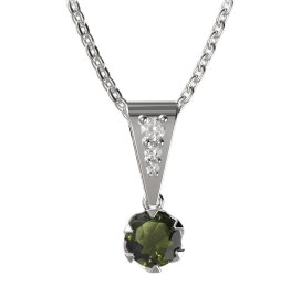 BG vltavín přívěšek 872 Bílé zlato - 585 Vltavín a diamant