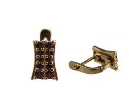 BG náušnice vsazený český granát  117 Žluté zlato - 585 Granát