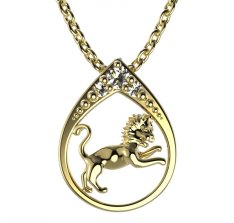 BeKid dětský zlatý přívěsek 047 lev Žluté zlato - 585 Diamant