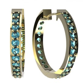 BG zlaté náušnice 808 Žluté zlato - 585 Světle modrý kubický zirkon