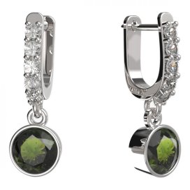 BG zlaté vltavínové náušnice 724 Bílé zlato - 585 Vltavín a diamant