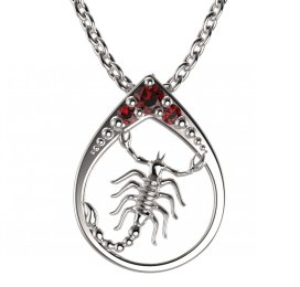 BG granátový přívěšek Štír 047 Stříbro 925 - rhodium Granát
