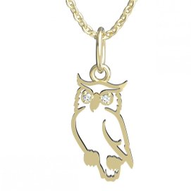 BeKid dětský přívěšek sovička 1185 Žluté zlato - 585 Diamant