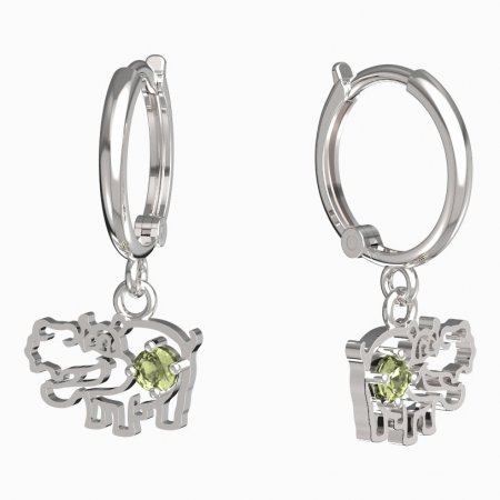 BeKid, Gold kids earrings -1188 - Switching on: Circles 12 mm, Metal: White gold 585, Stone: Green cubic zircon