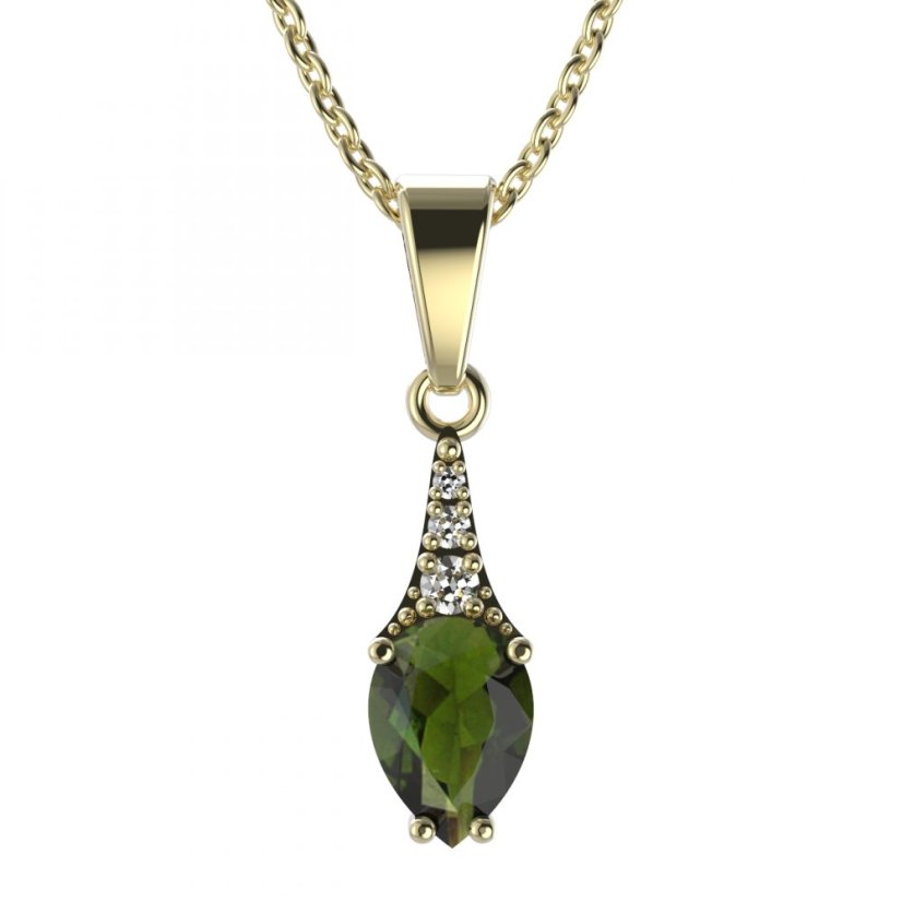BG přívěs vsazen vltavín  637 Žluté zlato - 585 Vltavín a diamant