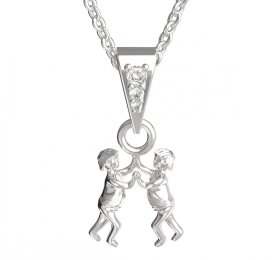 BG zlatý přívěšek Blíženci 040 Bílé zlato - 585 Diamant