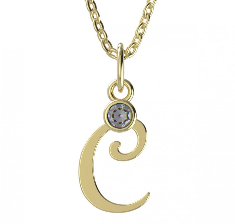 BeKid dětský zlatý přívěsek písmenko C - 1312 Žluté zlato - 585 Diamant